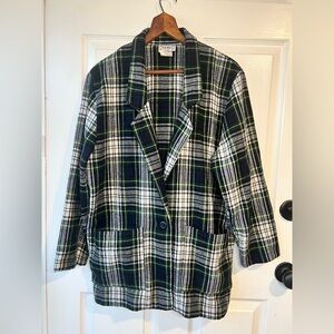 Vintage Large tweed wool blend Plaid Blazer with pockets